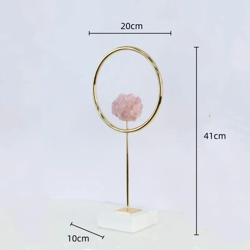 Afralia™ Metal Crystal Pendant Ring Sculpture Geometric Figurine Decoration