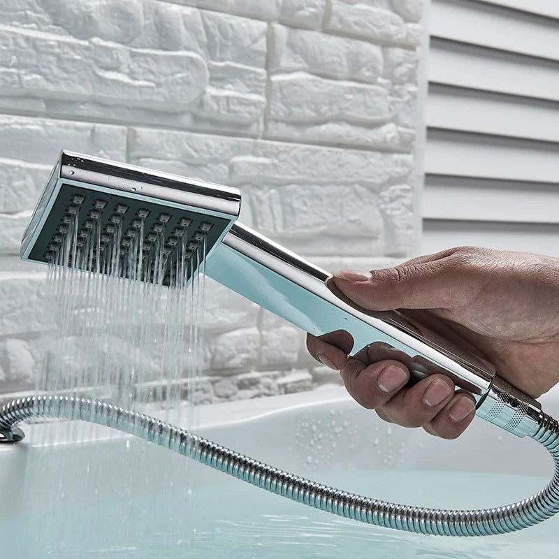 Afralia™ Waterfall Deck Mounted Bathtub Faucet with Hand Shower, Chrome