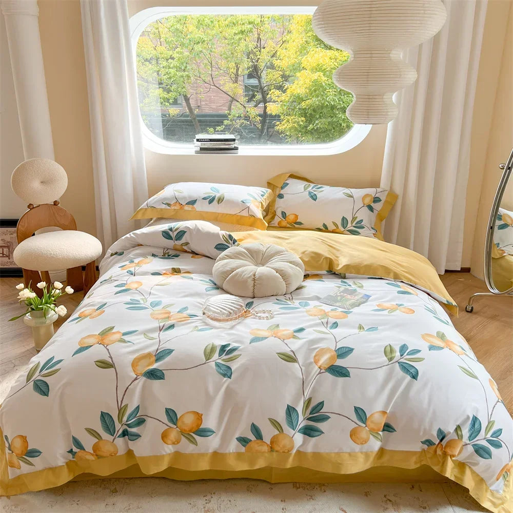 Afralia™ Colorful Bedding Set: King/Queen Size Bed Lines, Sheet, Pillowcase, Duvet Cover Set