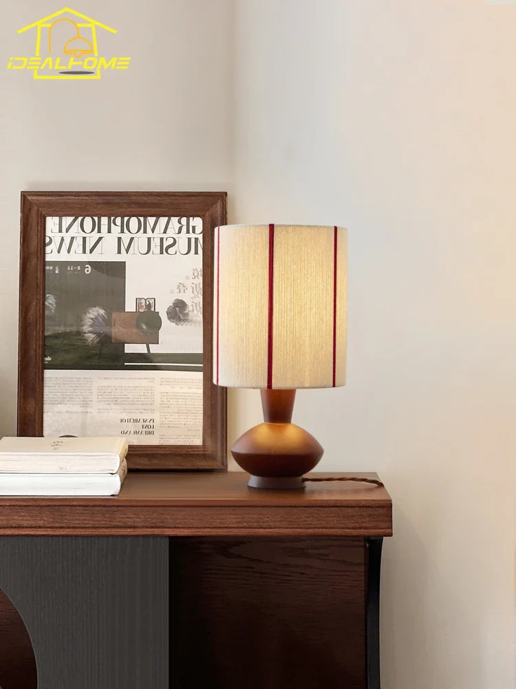 Afralia™ Rustic Wooden Hemp Rope Table Lamp LED E27 for Home Decor