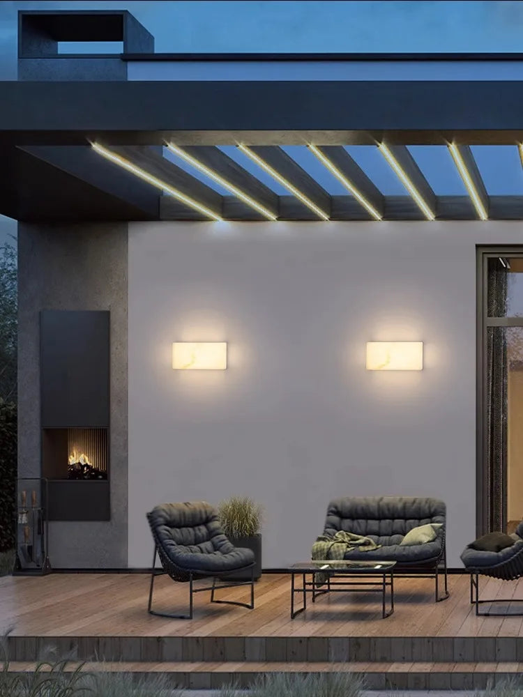 Afralia™ Art Deco Marble Cube LED Wall Light