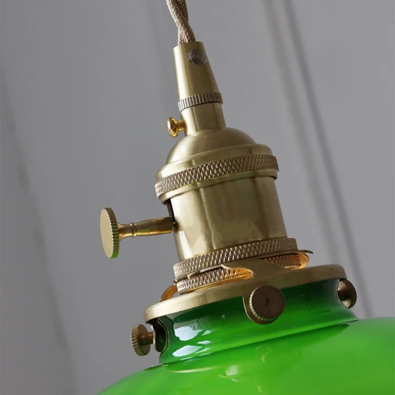 Afralia™ Green Glass Adjustable LED Pendant Lamp - Modern Nordic Hanging Light