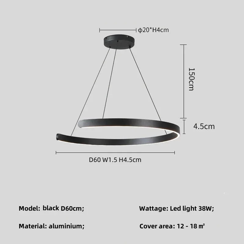 Afralia™ Black LED Chandelier Pendant Light for Foyer Stairs Bar, Minimalist Indoor Hanging Lamp