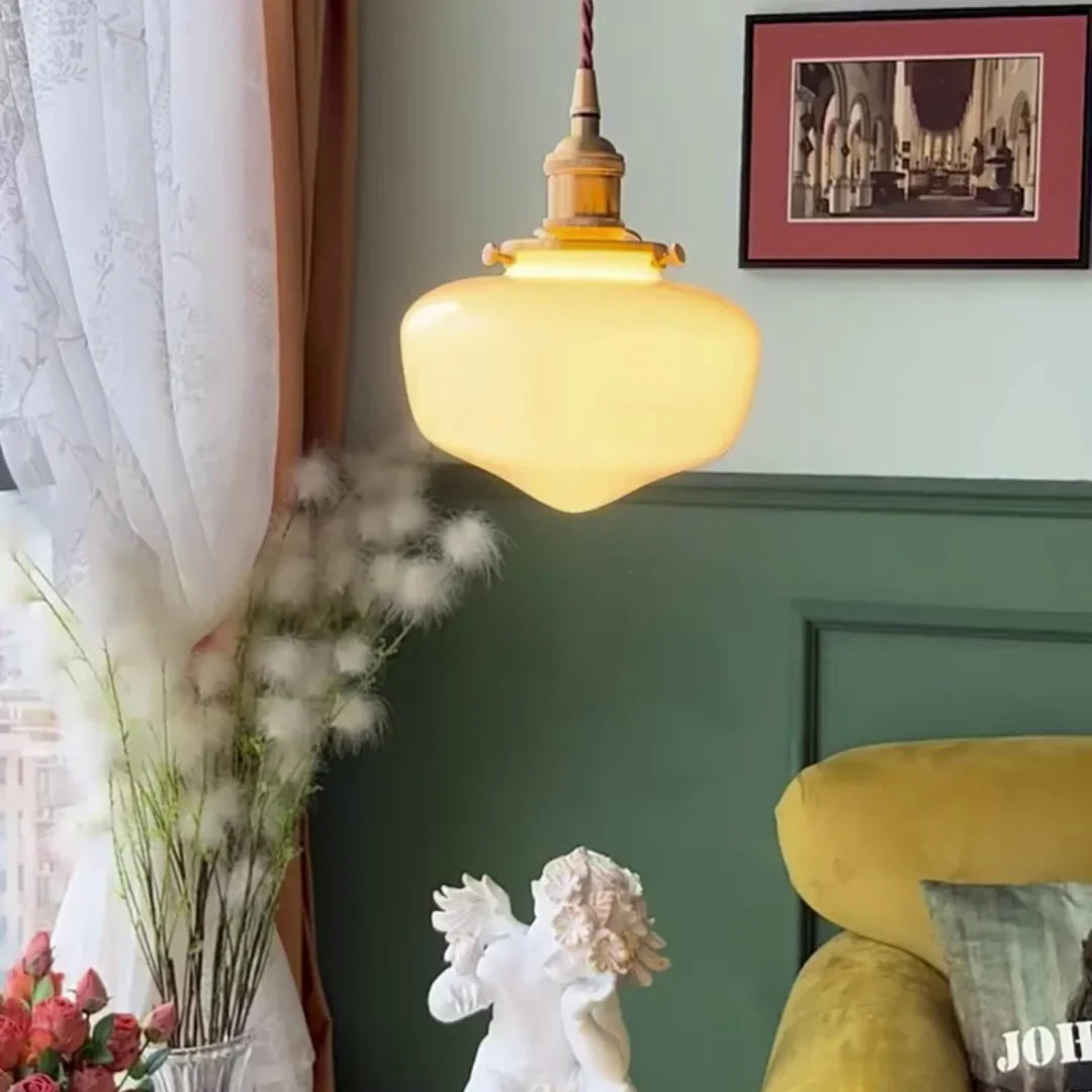 Afralia™ White Glass LED Pendant Lamp: Japanese Style for Home, Bedroom, Living Room