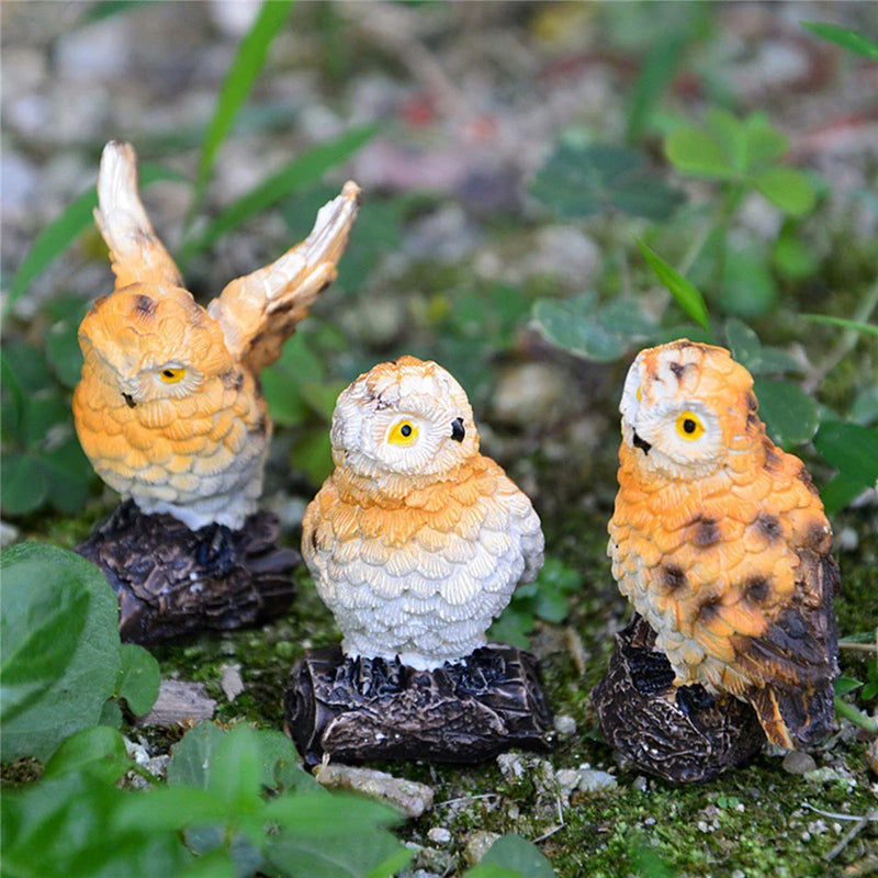 Afralia™ Owl Falcon Miniatures Set - Animal Resin Figurine for Home Decor & Garden Craft