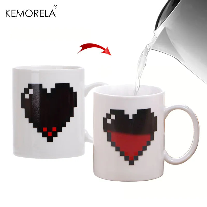 Afralia™ Color-changing Ceramic Cup - Heart-shaped Novelty Magic Mug