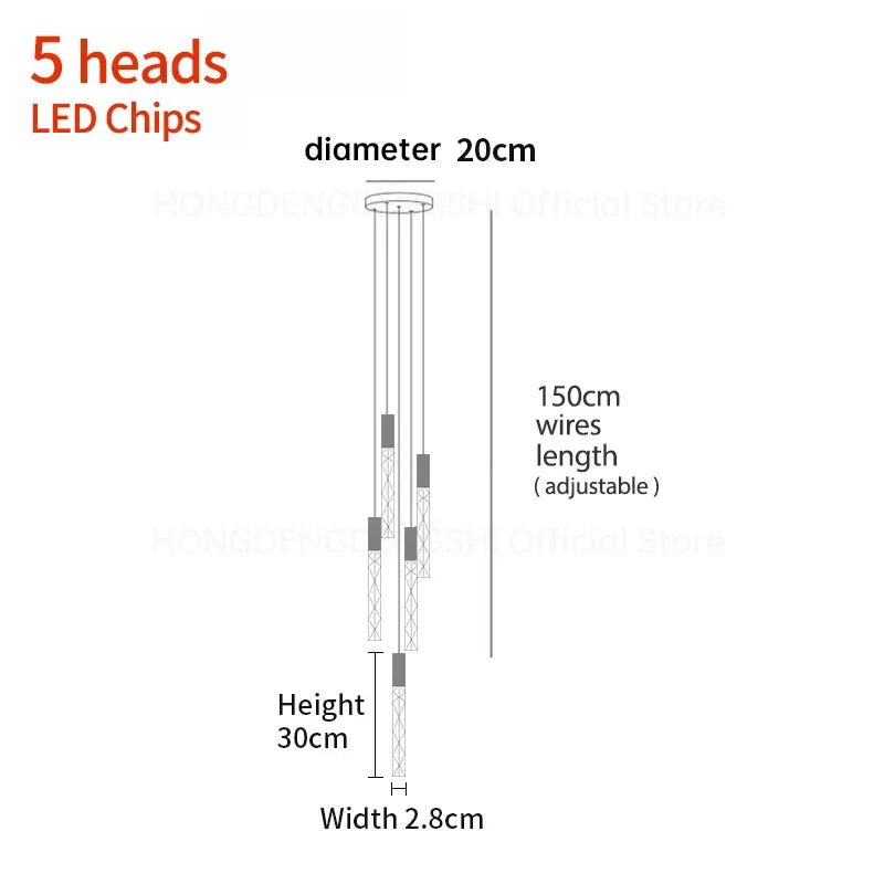 Afralia™ LED Crystal Staircase Pendant Light for Modern Nordic Home Lighting