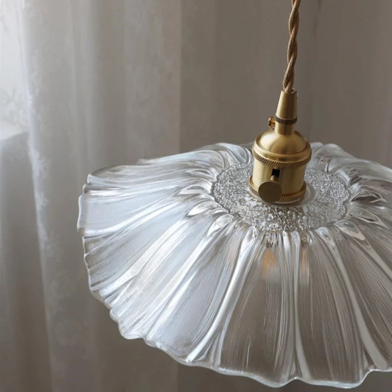 Afralia™ Clear Glass Nordic LED Pendant Light Fixture with Brass Knob Switch