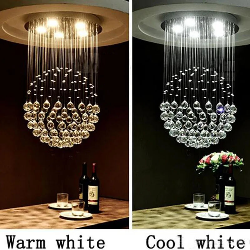 Afralia™ LED Crystal Chandelier Spheric Light Fixture for Living Room & Hotel Hall