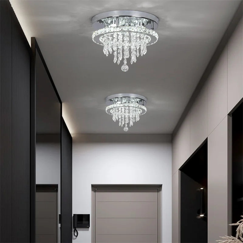 Afralia™ Crystal Ceiling Lamp Smart LED Chandelier Remote Control Hanging Decor