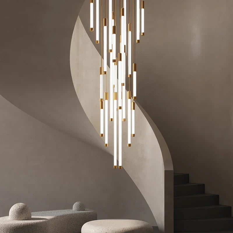 Afralia™ LED Staircase Chandeliers: Modern Luxury Lighting for Living Room, Restaurant, or Duplex Attic
