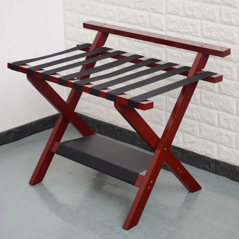Afralia™ Folding Luggage Rack with Storage Shelf - Heavy-Duty Solution for Guest Room
