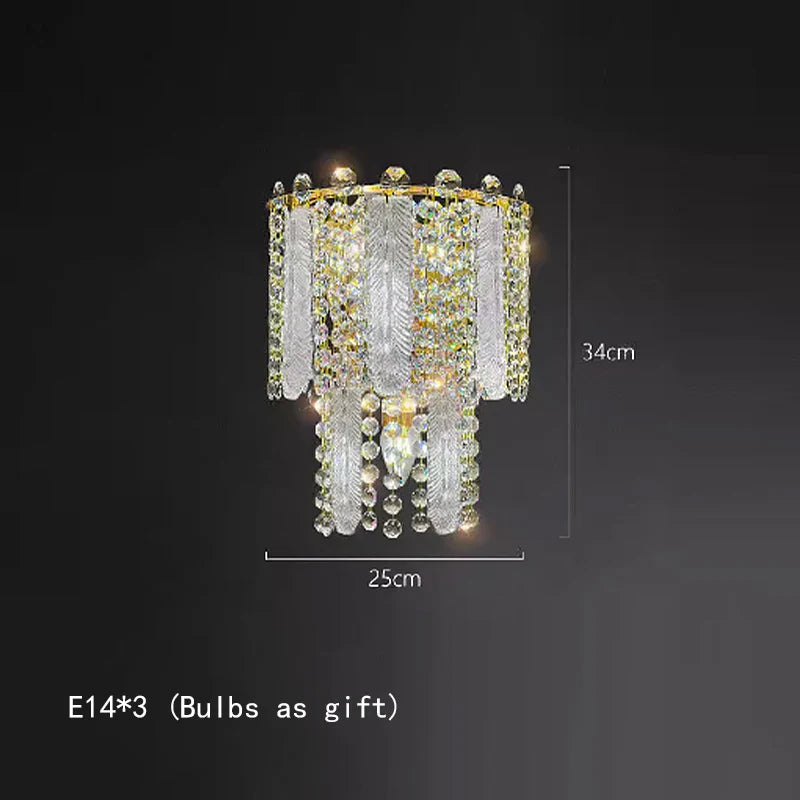 Afralia™ Gold Feather Crystal Tassel Chandelier & Ceiling Light Fixture
