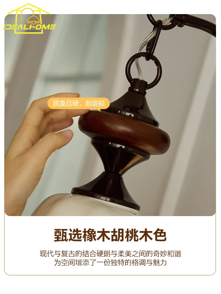 Afralia™ Medieval Vintage Ceramic Wall Lamp LED E27 Chrome/Walnut for Bedroom & Living Room