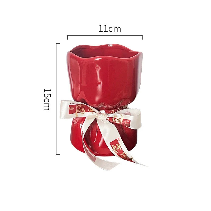 Afralia™ Ceramic Bouquet Vase Desk Decoration Room Aesthetic Decor