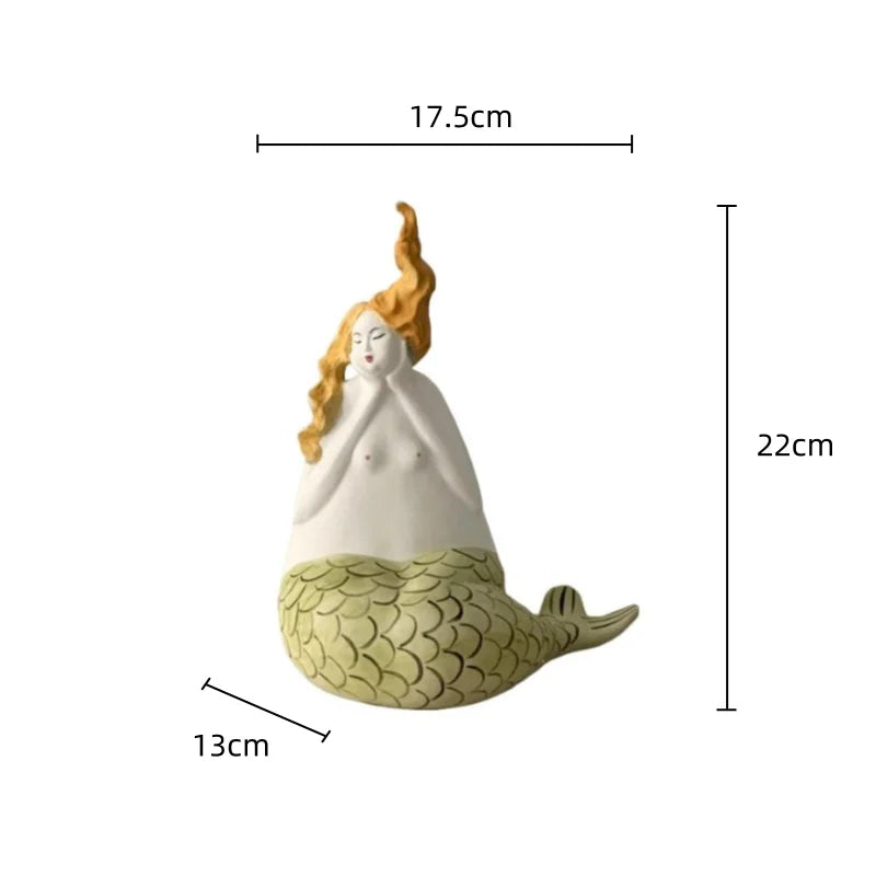 Afralia™ Mermaid Woman Sculpture Handmade Decorative Figurines Home Decor Ornament