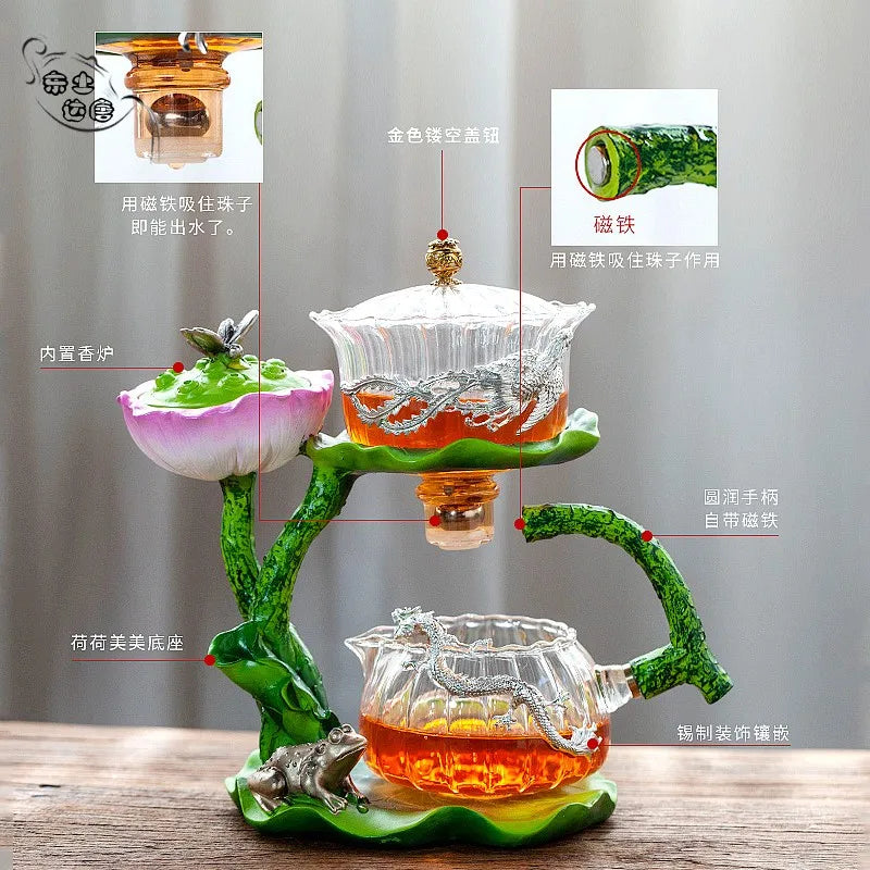 Afralia™ Glass Teapot & Lazy Tea Infuser - Home & Office Tea Set