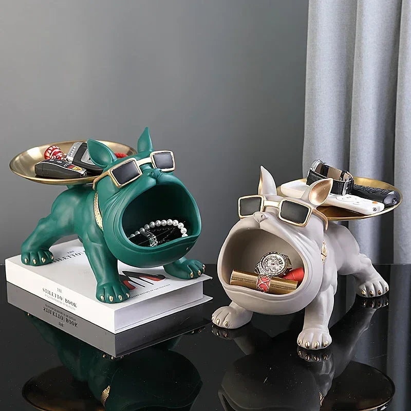 Afralia™ Bulldog Remote Control Storage: Office & Living Room Decor Ornament