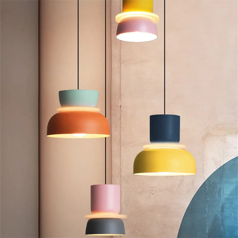 Afralia™ Modern Colorful LED Macaroon Hanging Light for Living Bedroom Bar Kitchen