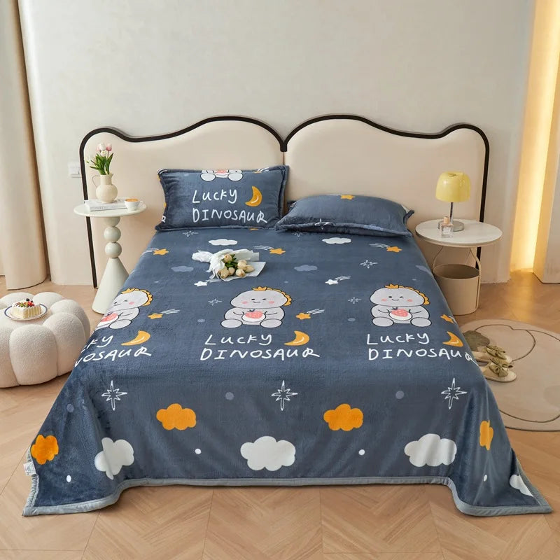 Afralia™ Cartoon Print Flannel Sofa Cover – Lightweight Plush Blanket for Adults