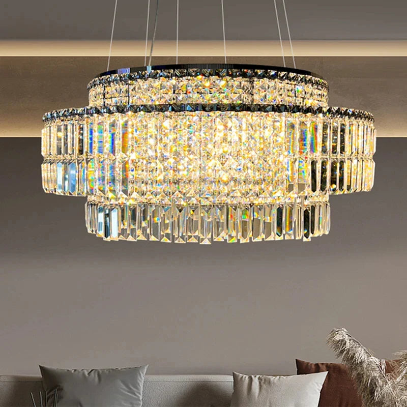 Afralia™ Crystal Chandelier: Modern Rectangle Luxury Dining Room Lighting