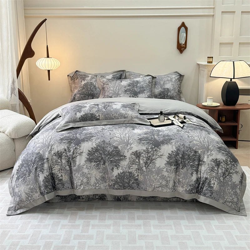 Afralia™ Premium 100s Egyptian Cotton Bedding Set: Quilt Cover, Sheet, Pillowcase