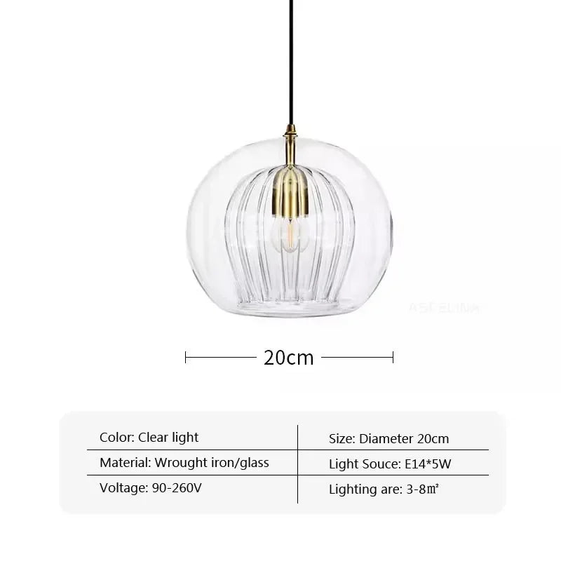 Afralia™ Nordic Glass Pendant Light LED Hanging Lamp for Home Indoor Decor