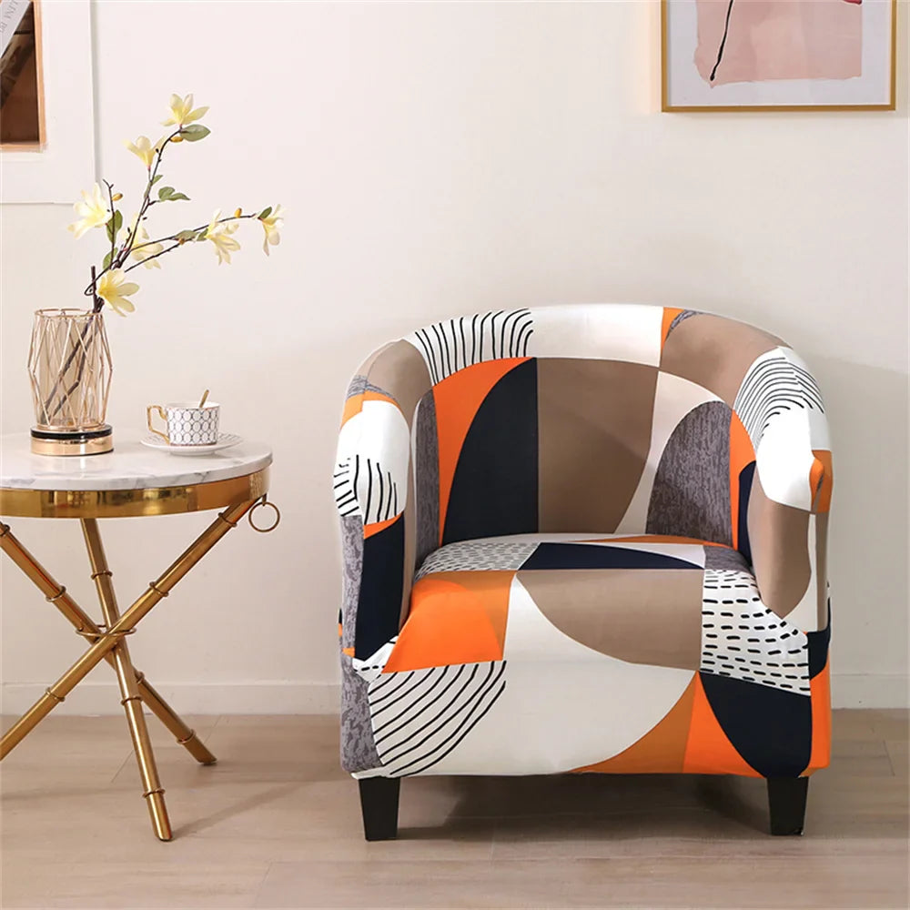 Afralia™ Printed Tub Chair Cover - Armchair Slipcover for Club Sofa