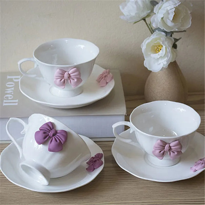 Afralia™ Pink Porcelain Tea Set: High Grade Ceramic Coffee Cup and Saucer, Creative Mug