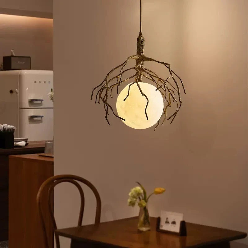 Afralia™ Retro Moon Chandelier: Modern Art Pendant Light for Living Room, Bedroom, Restaurant Fixtures