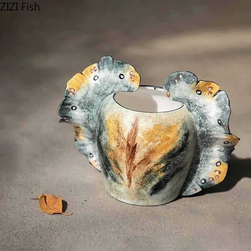 Afralia™ Butterfly Wings Vase: Artificial Flowers Desk Decor for Aesthetic Room Flowers