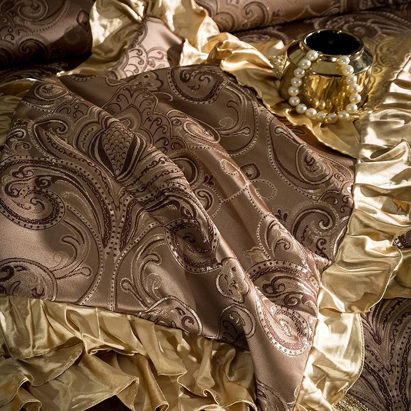 Afralia™ 200S Embroidery Egyptian Cotton Bedding Set - Queen King Linens