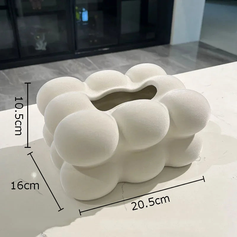 Afralia™ Cloud Ceramic Tissue Box - White Porcelain Desk Decoration