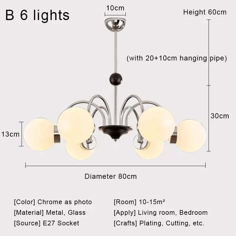 Afralia™ Nordic Chrome Glass Ball Led Chandelier for Modern Home Decor