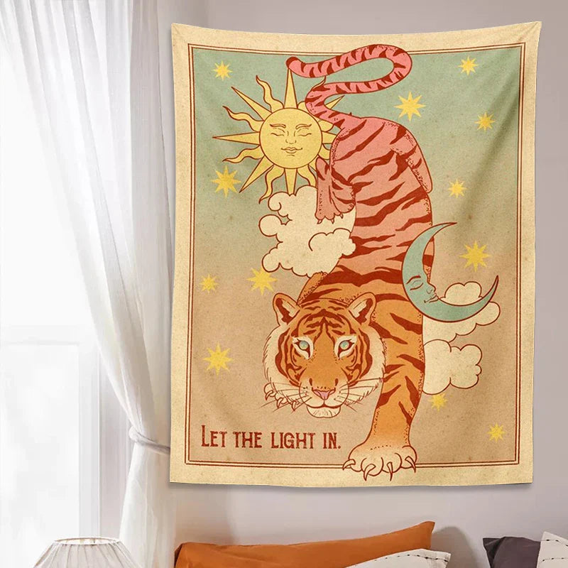 Afralia™ Tarot Tiger Tapestry: Celestial Wall Art for Living Room, Bedroom Decor