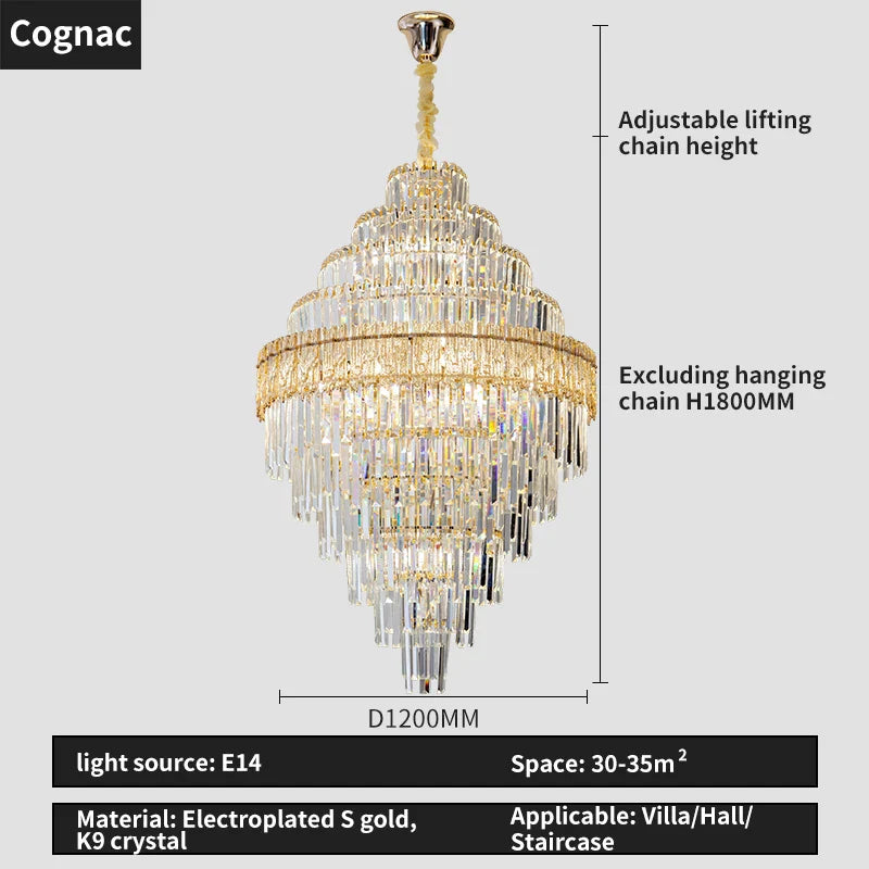 Afralia™ Crystal Chandelier: Luxury Living Room Lamp, Modern Design, Elegant Lighting Option