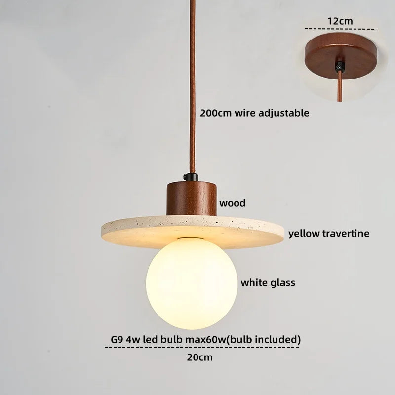 Afralia™ Travertine LED Pendant Lights: Natural Stone Creative Design for Living Room & Bedroom