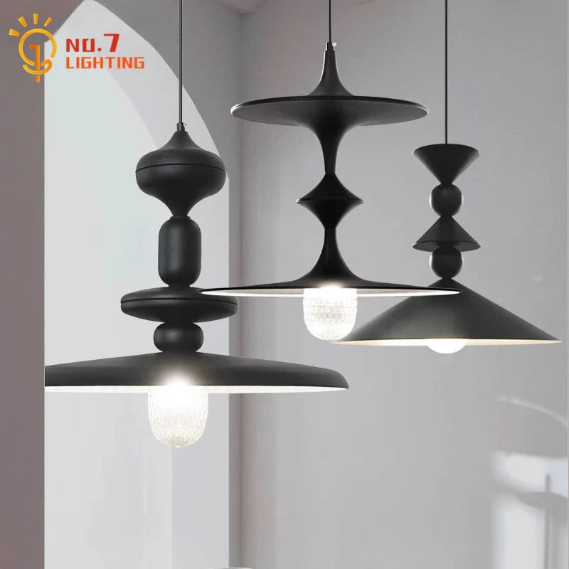 Afralia™ Black Gyroscope Pendant Lights LED G9 Crystal Iron Art Minimalist Luxury