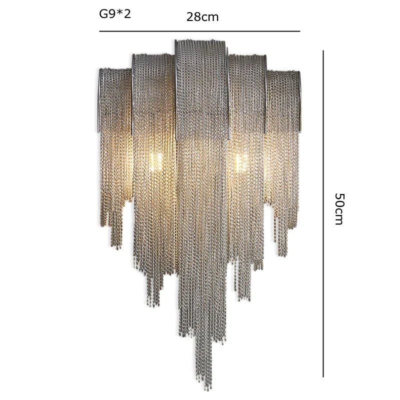 Afralia™ Aluminum Chain Pendant Lights Postmodern Tassel Hanging Lamp for Dining Table