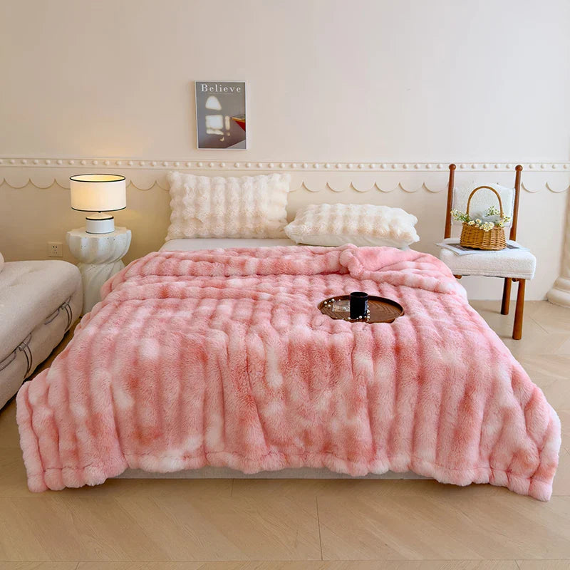 Afralia™ Gradient Grey Cashmere Fleece Winter Blanket