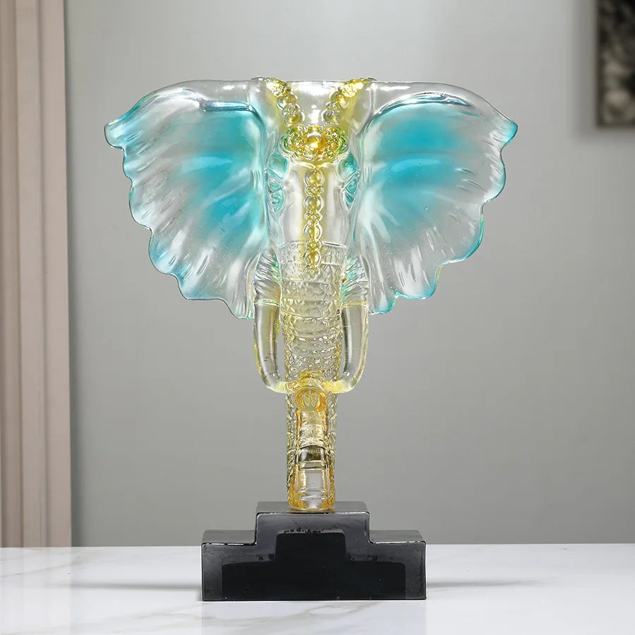 Afralia™ Crystal Elephant Sculpture Home Decor Ornament