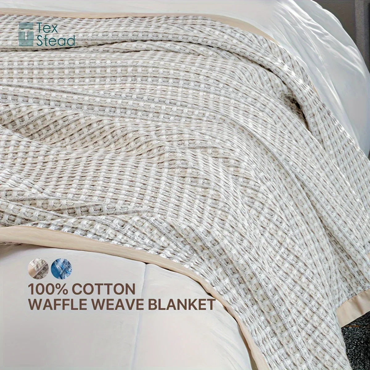 Afralia™ Waffle Weave Blanket | 100% Vintage Washed Cotton | Lightweight & Breathable | All Season Comfort