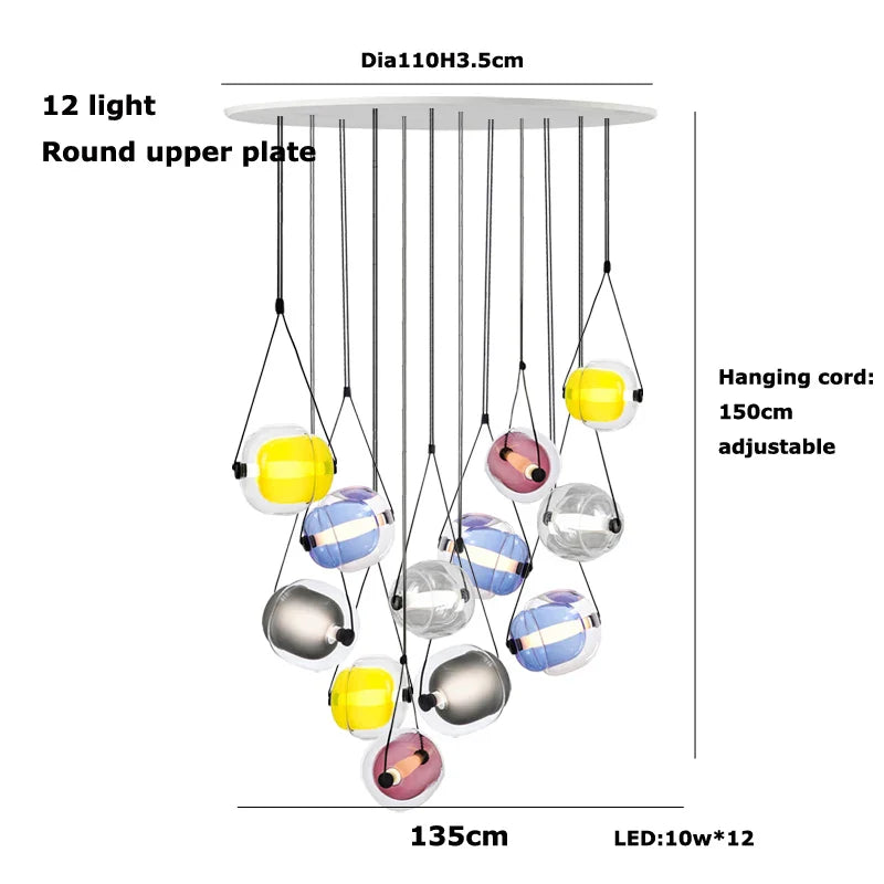 Afralia™ Multicolor Glass Globe Pendant Light for Stylish Bedroom Decor