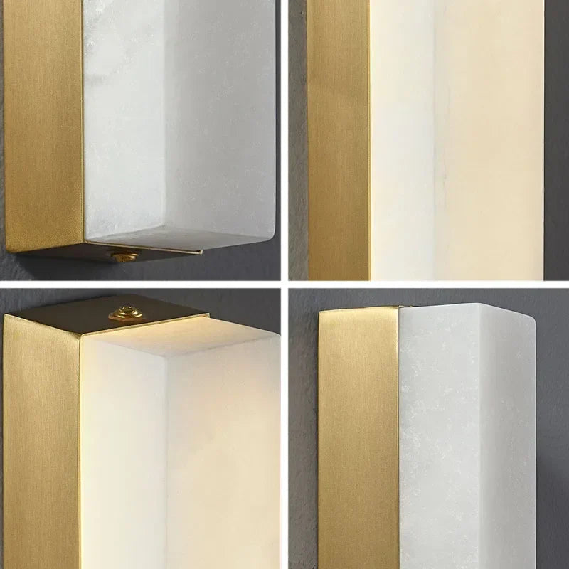 Afralia™ Marble Wall Lamp Minimalist LED Indoor Lighting Bedroom Living Room Decor