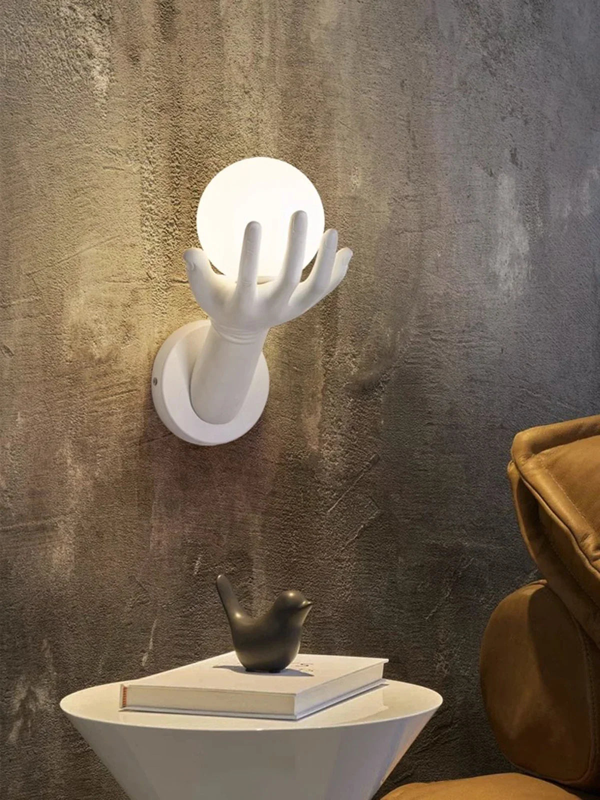 Afralia™ Resin Victory Hand LED Wall Sconce for Indoor Decor Lighting