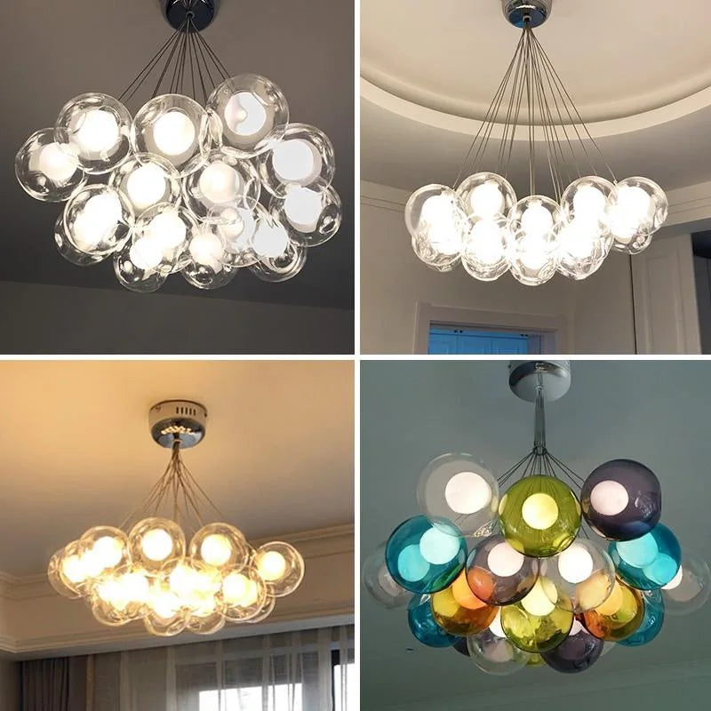 Afralia™ Glass Ball Bubble Chandelier for Modern Living Room, Bedroom, Dining Table, Clothing Store