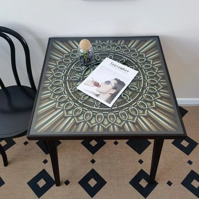 Afralia™ Modern Solid Wood Dining Table Tea Salon Square Luxury Desk