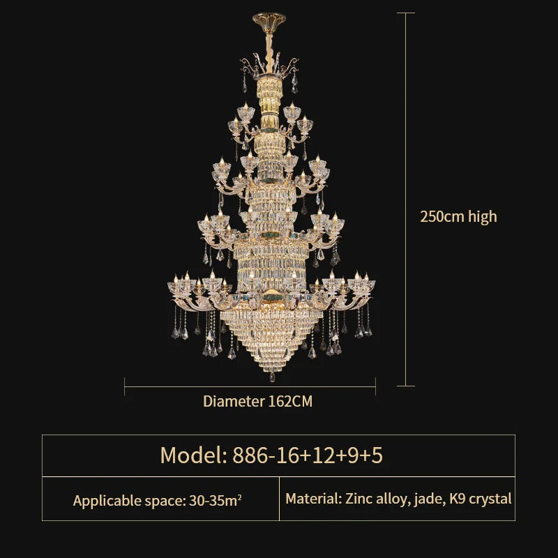 Afralia™ Duplex European Crystal Chandelier for Staircase with Hollow Design