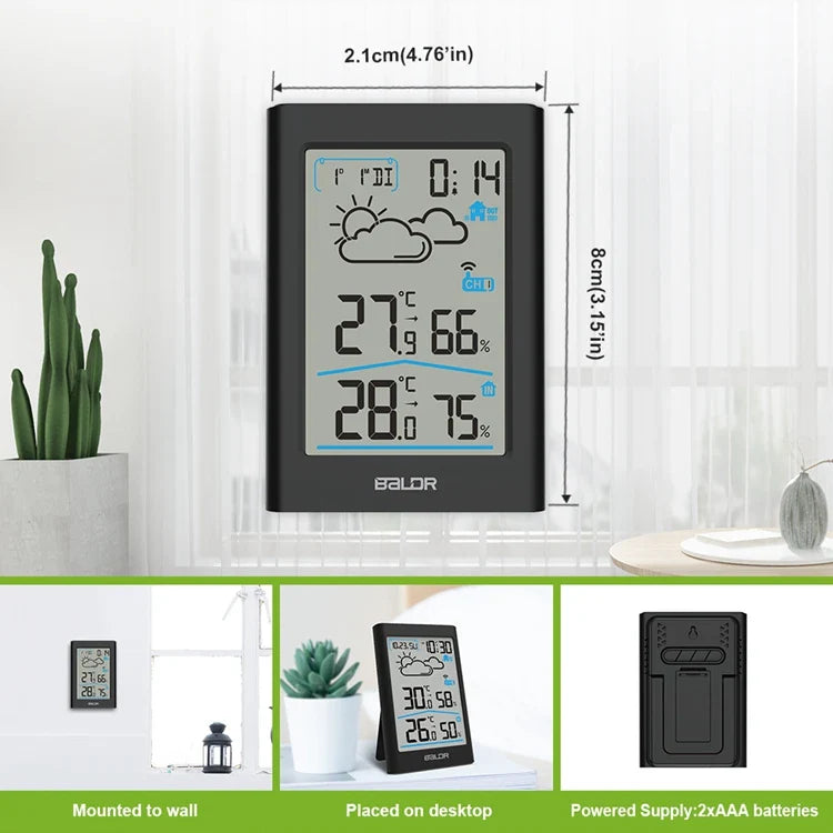 Afralia™ Wireless Weather Station Hygrometer Thermometer with Alarm Clock and Forecast