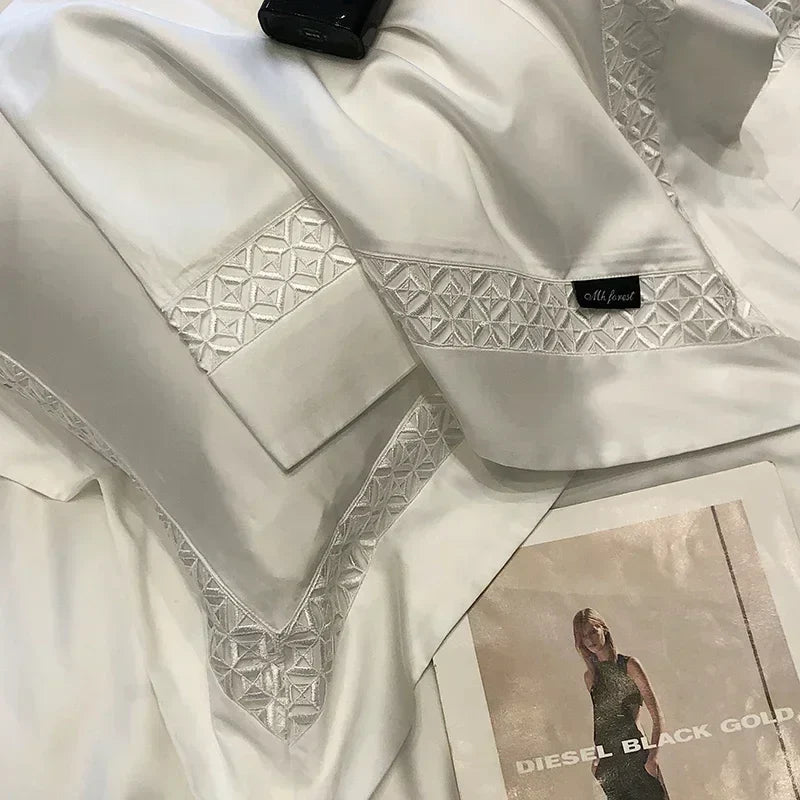 Afralia™ Queen Bedding Set: High End Hollow-carved Design Lyocell Fibres Duvet Cover Set